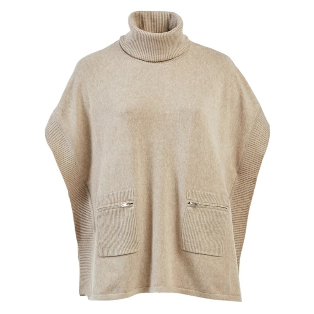 Andrea Jovine Poncho Sweater, Turtleneck, Short Sleeves